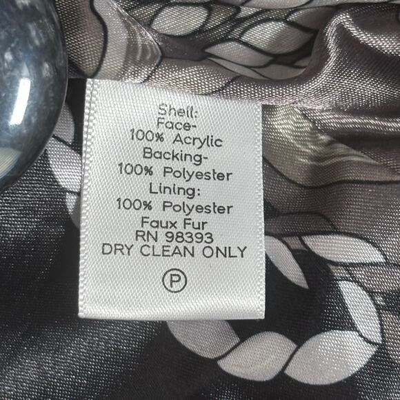 Vintage Y2K Dennis Basso Faux Fur Coat Brown Gray Striped Medium Warm Glamorous - Picture 13 of 16